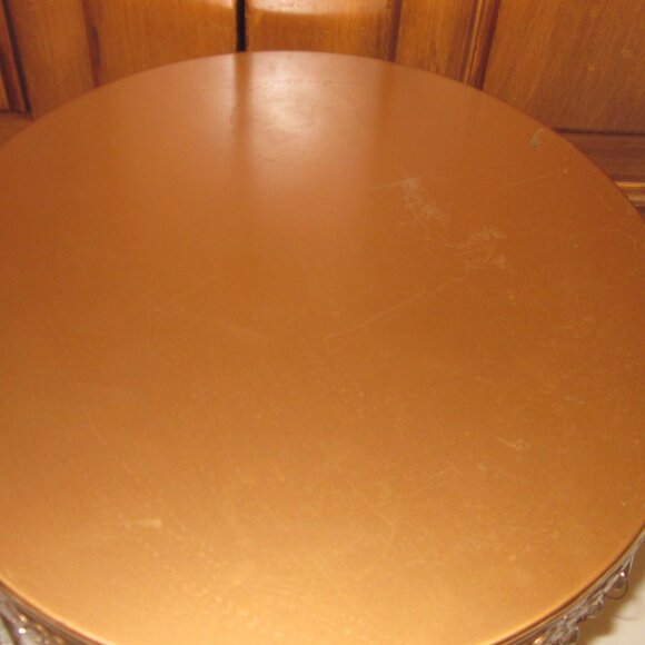 Raised Metal Cake Stand Golden Bronze Tone - Picture 3 of 4